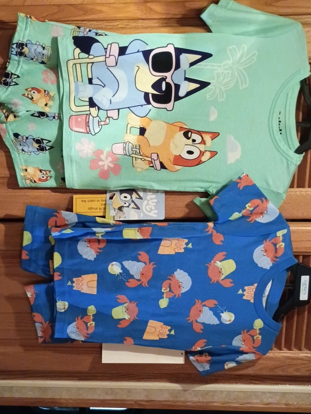 Carter's Crab & Bluey Sets Short-Sleeve Kids Pajama Sets New.